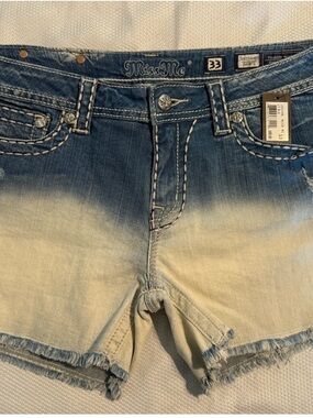 Miss Me Two-Tone Blue Ombre Denim Cutoff Shorts